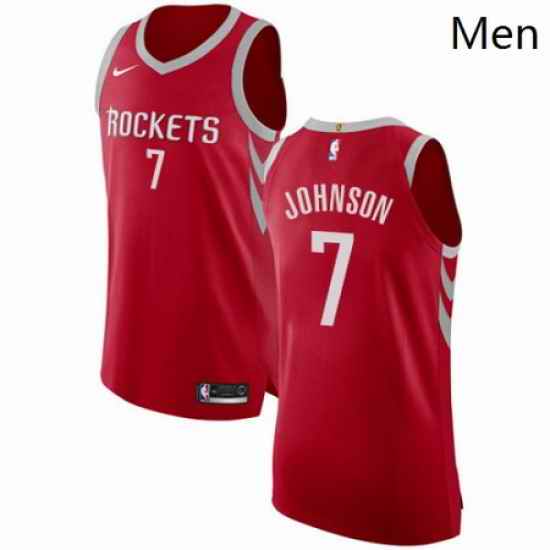 Mens Nike Houston Rockets 7 Joe Johnson Authentic Red NBA Jersey Icon Edition